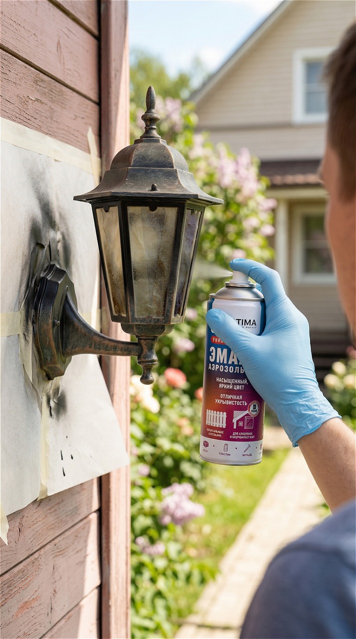 Обновлённый уличный фонарь, окрашенный аэрозольной краской
