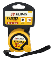 Рулетка Ultima Standart, 3 м х 16 мм, пластиковый корпус Рулетка Ultima Standart, 3 м х 16 мм, пластиковый корпус