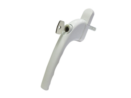 Ручка оконная узкая с ключом, штифт 35мм, белая