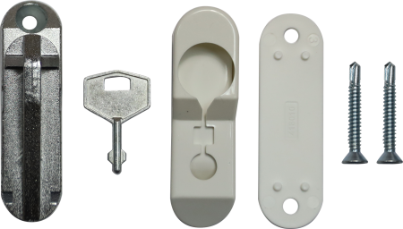 Блокиратор окна флажковый с ключом, БЕЛЫЙ