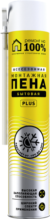 РЕМОНТ НА 100% PLUS Бытовая монтажная пена РЕМОНТ НА 100% PLUS Бытовая монтажная пена