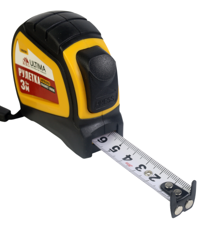 Рулетка Autolock Magnet Hook 3м x 16мм,   автост, магнит двухсторон зацеп Ultima (1уп-12шт, 1кор-10уп)