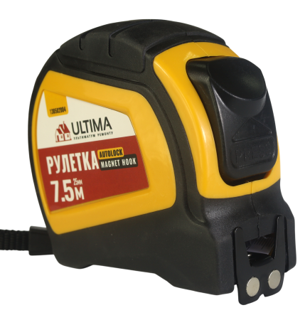 Рулетка Autolock Magnet Hook 7,5м x 25мм, автост, магнит двухстор зацеп Ultima (1уп-6шт, 1кор-12уп)