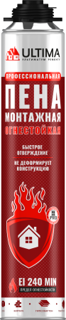 Ultima Pro, Огнеупорная монтажная пена, 750 мл Ultima Pro, Огнеупорная монтажная пена, 750 мл