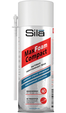 Sila Home Max Foam Compact, бытовая монтажная пена всесезонная, 400 мл Sila Home Max Foam Compact, бытовая монтажная пена всесезонная, 400 мл