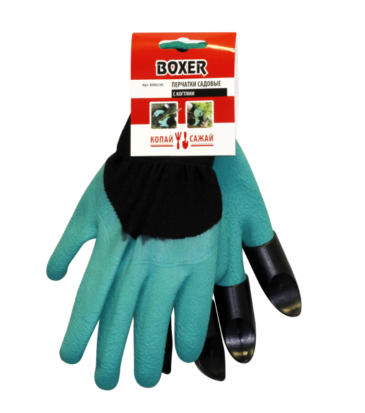 Перчатки BOXER садовые с латексным покрытием, с когтями, BXR210C Перчатки BOXER садовые с латексным покрытием, с когтями, BXR210C
