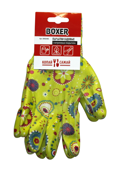Перчатки BOXER садовые с нитриловым покрытием, BXR240C Перчатки BOXER садовые с нитриловым покрытием, BXR240C